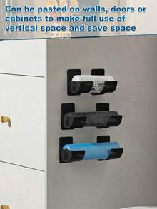 6/4/3/2/1 Pair Wall-Mounted Kitchen Storage Racks, Drill-Free Plastic Trash Bag, Pot Lid And Cabinet Storage Racks - Sink Organizer, Refrigerator Side Storage Rack, Suitable For Trash Bags, Plastic Wrap, Umbrellas, Rolling Pin Storage Racks, Mother's Day, Room Decor - Multicolor - View 11