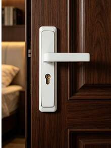 1 Set All-Metal Main Door Lock, Comprising Two Door Handles And Lock Body With Lock Cylinder, Includes 3 Keys, Suitable For Bedroom, Large Room, Kitchen, Main Door, Oval-Shaped Door Handles For Easy Use, Exquisite Craftsmanship, Rose Gold Color With Vibrant Effect, Overall Perfect Appearance - White - View 6