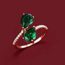 1pc Fashionable Geometric Water Drop Shaped Criss-Cross Artificial Zirconia Adjustable Ring For Women - Multicolor - View 1