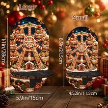 Wall-Mounted Candle Holder 2D Flat Christmas Gingerbread Ferris Wheel Theme Decorative Rack, Crystal Stone Display Stand Key Hook Pendant Decoration Wall Hanging Wooden Shelf Multi-Functional Storage Rack Figurine Display Stand, Exquisite Ginger - Multicolor - View 6