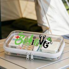 The Grinch The Theme Christmas Print Zipper Storage Box - Transparent Hard Shell High-Quality Plastic, Christmas Decoration Storage, Christmas Gift Storage Box, Essential For Going Out And Traveling, Medicine Storage, Cosmetic Bag And Toiletries Bag - Storage Bag - View 5