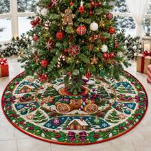 1pc Cute Gingerbread Girl Pattern Christmas Tree Skirt, Elegant Color Holiday Decoration, 5 Sizes, Unisex Holiday Gift, Suitable For Home And Party Christmas Decor - Gingerbread Girl - View 7