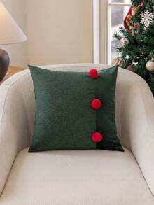 1pc Christmas Velvet Ball Pillow Case, Dark Green Textured Patchwork Cushion Cover, Holiday Christmas Decorative Pillow Shell, Suitable For Sofa Bedroom, Comfortable Holiday Home Decor, Pillow Insert Not Included - Multicolor - View 13