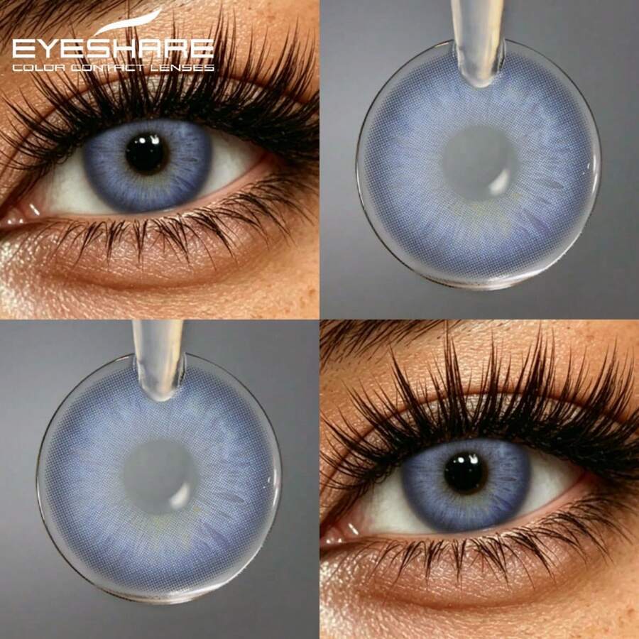 Eyeshare زوج واحد من عدسات لاصقة ملونة، مناسبة للمكياج، عدسات لاصقة زرقاء، قابلة للتخلص السنوي