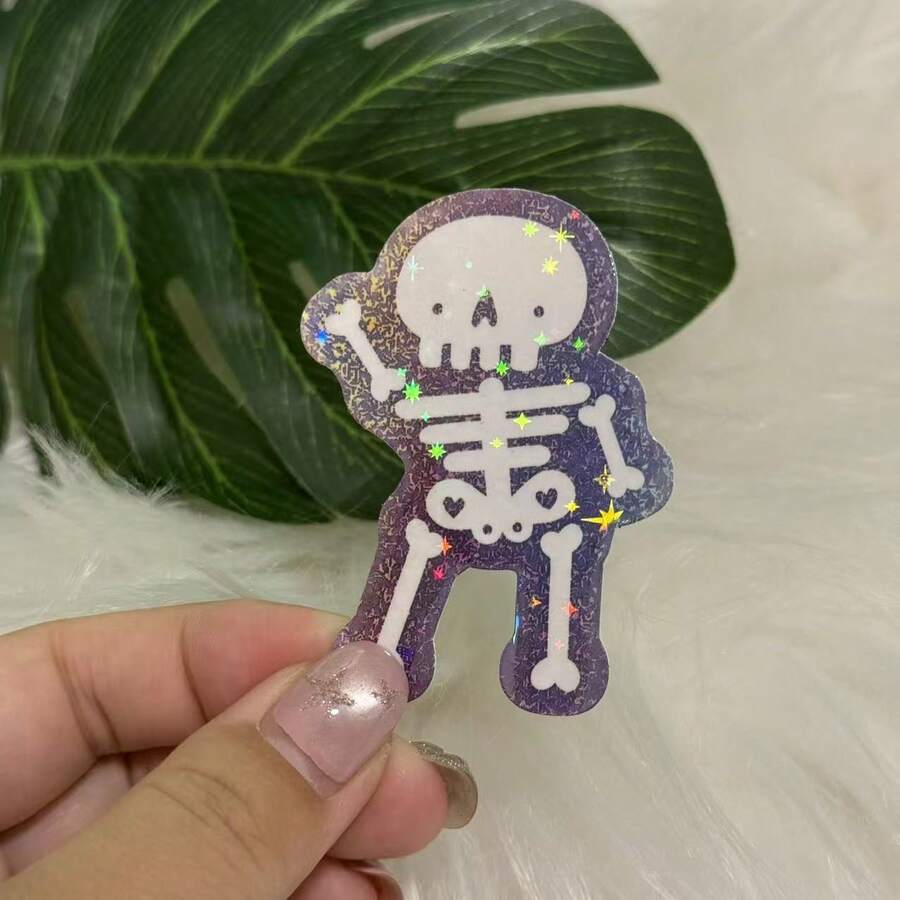 Stiker Tengkorak Berkilau, Stiker Halloween Menyeramkan yang Lucu untuk Laptop, Botol Minum, Casing Ponsel, Buku Catatan, dan Kaca Mobil, Hadiah Seru untuk Remaja dan Dewasa - Film Bintang - View 1