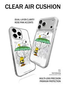 Miniso 1pc New Cute Peanuts Cartoon Astronaut Snoopy Transparent Acrylic 2-In-1 Magnetic Wireless Charging Creative Thickened Anti-Fall Protective Case Compatible With Apple Series IPhone 17 ProMax/Air, 16, 11/12/13/14 Plus, XR, 7/8 Plus, 15 ProMax - Clear - View 3