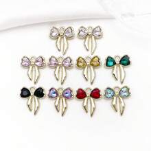 5/10 buah Liontin Pita Bentuk Hati dan Pita Berlian Imitasi untuk Pembuatan Perhiasan Gelang, Anting, Kalung, dan Aksesoris Kerajinan Tangan DIY - MultiWarna - View 9