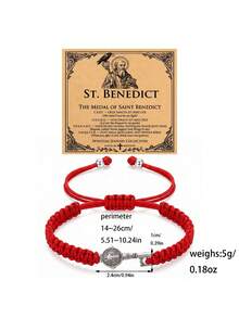 ZIRUISP Saint Benedict Key Bracelet For Women Men, Catholic Medal Charm Bracelet, Adjustable Braided Rope Wristband, Religious Faith Jewelry, Spiritual Gift - St. Benedict Knot Bracelet - View 3