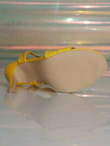 Plus Size Elegant Fashion Women's High Heels Black Elastic Cross Strap Hollow Out Summer Party Shoes Yellow - Yellow - View 6