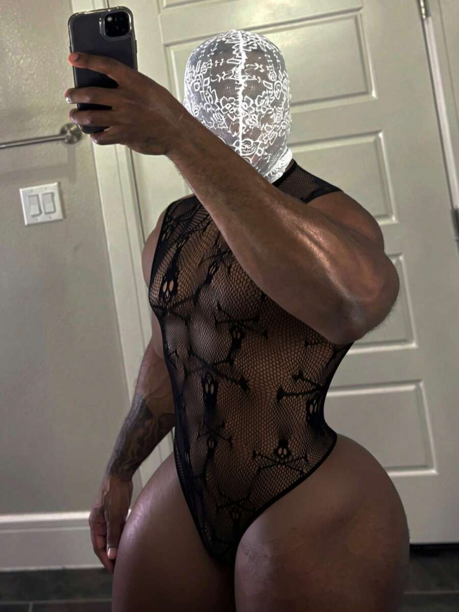 Men's Skull Hollow Design Sexy One-Piece Bodysuit - Black - View 1