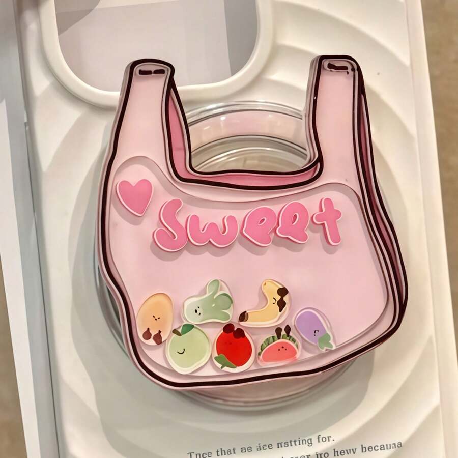 Japanese & Korean Style Pink Fruit Bag Magnetic Phone Stand Compatible With MagSafe, Strong Adsorption Desktop Slouchy Bracket - Multicolor - View 1