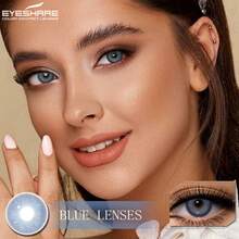 Eyeshare زوج واحد من عدسات لاصقة ملونة، مناسبة للمكياج، عدسات لاصقة زرقاء، قابلة للتخلص السنوي - الأزرق - مشاهدة 3