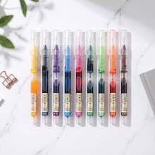 9PCS Direct Liquid Colorful Pen Set, Transparent Visible Barrel, 0.5mm Needle Tip, Multi-Color Quick-Dry Ink, Student Note-Taking, Highlighting, Planner, Hand-Drawing, Doodle, Marking, Writing Stationery - Sets - View 2