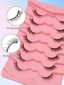 Asiteo 7 Pairs Half-Striped False Eyelashes, Cat Eye Tail Extension, Natural Soft Faux Mink Lashes, Fluffy And Soft, Perfect For Natural Makeup - Black - View 4