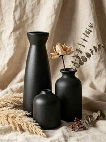 1pc/Set Of 3pcs Minimalist Small Flower Vases, Simple Nordic INS Style Home Decor Floral Vase For Living Room, Bedroom, Tabletop - Black - View 1