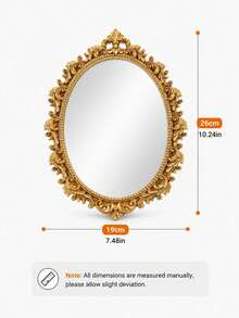 Vintage Gold Oval Mirror Jewelry Tray, Baroque Carved Vanity Storage Box, Suitable For Rings, Earrings, Necklaces And Bracelets - Multicolor - View 5