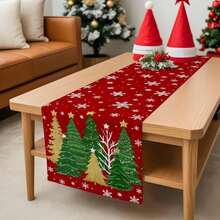 Christmas Snowflake Xmas Tree Table Runner Holiday Party Decor Reusable Winter Xmas Kitchen Dining Table Runner Christmas Decorations - Multicolor - View 12