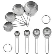 8-Piece Stainless Steel Measuring Cups And Spoons Set, Dual-Color Gold And Silver Handle Design, Practical Kitchen Tools For Stirring Milk And Coffee - Silver Suit - View 15