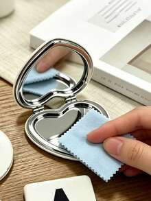 English Letters Makeup Mirror Convenient Folding Small Mirror Mini Hand-Held Makeup Mirror Daily Holiday Christmas New Year Thanksgiving Valentine's Day Easter Gift For Sisters, Friends And Girls - White - View 9