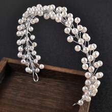 1pc Women's Elegant Handmade Crystal Headband Hair Hoop Bridal Headpiece Suitable For Wedding Party Gift - White - View 3