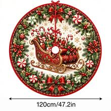 1pc Gold Sleigh Pattern Christmas Tree Skirt Loaded With Christmas Gifts, Elegant Holiday Decor, 5 Sizes, Unisex Holiday Gift, Suitable For Home And Party Christmas Home Decoration - Golden Sleigh Filled With Christmas Gifts - View 14