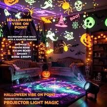 Halloween Projection Light - 16 Color Pattern Atmosphere Light. USB Plug And Play. 16 Projection Modes. Adjustable Angle. Freely Placeable. Suitable For Bedroom Bedside, Living Room, Bar, Cafe And Holiday Party Decoration Light - Multicolor - View 2
