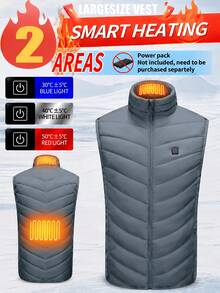 Women's Heated Vest, 2 Heating Zones, Warm Vest, Unisex, Heated Vest, Heated Jacket, Warm Clothing, Outdoor Camping (Power Bank Not Included) - Grey - View 3