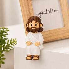 Mini Jesus Sentado Decorativo Para Mesa Escritório Prateleira Quarto Sala Adorável Fé Espiritual - Tamanho Único - Visão 7