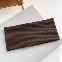 Minimalist Solid Color Knitted Stretch Headband, High Elastic Sports Hairband For Yoga, Fitness, Pilates, Stretching, Home Workout - Coffee - View 1