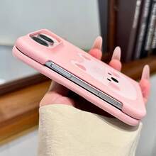 Cute & Fun Puppy Western High Map Pattern Pink Phone Case, Compatible With Samsung ZFold 8 Wide, Compatible With IPhone Duo Foldable Flip Phone Case, Neutral Anti-Drop Protective Shell - Pink - View 7