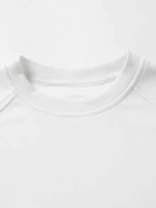 Blueprint Man 1pc Men's White Raglan Crew Neck Long Sleeve Sweatshirt, 280g Heavyweight Draping Fabric, Soft & Smooth Skin-Friendly Material, Loose Raglan Sleeve Fit, Flattering For All Body Types, Minimalist Casual Home Style, Autumn/Winter Inner Layer, Machine Washable, Daily Commute & Outdoor Wear, Old Money Style - White - View 8