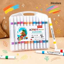 Dual-Tip Acrylic Markers 24/36/48/60 Colors, Soft & Hard Tips For Multi-Purpose Use, Smooth Touch, Suitable For Children & Students Painting, Design Cards, Creative Journals, Birthday Gifts, DIY - Multicolor - View 9