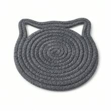 1pc Cat-Shaped Woven Heat Resistant Trivet Round Table Mat Hot Pad Pot Holder Placemat For Plates Bowls Pans And Cookware, Kitchen Dining Table Countertop Coffee Table Home Decor Daily Meals Holiday Party Gift - View 8
