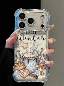 Phone Case: 1pc Winter Snowman Pattern Design Phone Case, Compatible With Apple 18/18Pro/18promax/17/17PRO 17Promax/16/16Pro/16promax/ 16/15/14/13/12/11 Plus/Pro Max Series, Fashion Protective Cover, Minimalist Full Coverage Design, Cute Pattern, Minimalist TPU Anti-Drop - Multicolor - View 2