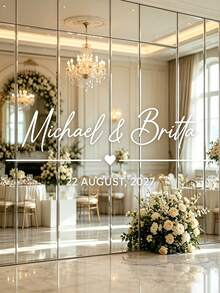 50x17.3cm Heart-Shaped Wedding Custom Simple Font Name And Date Vinyl Wall Decal, Celebration Party Wall Sticker S2530 - Multicolor - View 5