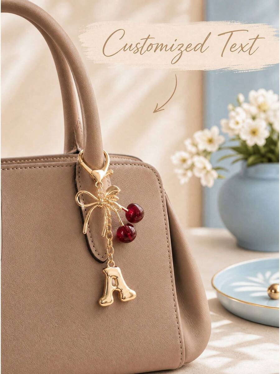 Custom Cute Cherry Bag Charm, Stylish Purse Pendant, Fashion Handbag Accessory, Sweet Gift For Women And Bag Lovers - Multi-color - Cherry Bag Charm - View 1
