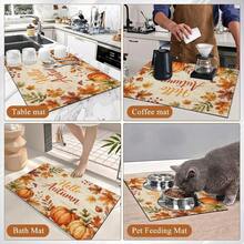 1PC Pumpkin Diatomite Absorbent Welcome Doormat, Christmas Halloween Decor Rug, Multi‑Purpose Mat For Stovetop, Coffee Station, Water Bar Counter, Indoor & Outdoor Front Door, Kitchen Home Decor Area Floor Mat - Multicolor - View 4