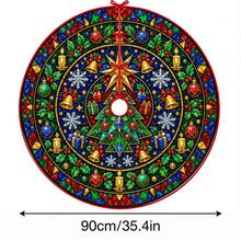 1pc Church Stained Glass Mosaic Art Pattern Christmas Tree Skirt, Elegant Color Holiday Decor, 5 Sizes, Unisex Holiday Gift, Suitable For Home And Party Christmas Home Decoration - Church Stained Glass Mosaic Art - View 13