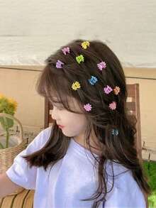 100pcs Children's Colorful Star & Flower Hair Clips, New Style Side Bangs & Small Hair Accessories Hairpins, Daily Use, OPP Bag Packed - Multicolor - View 6