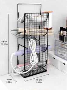 3pcs No-Drill Wall-Mounted Hair Tool Organizer, Large Capacity 4-Slot Design, Can Store Hair Dryer, Curling Iron, Straightener, With Hooks, Space-Saving - Multicolor - View 10