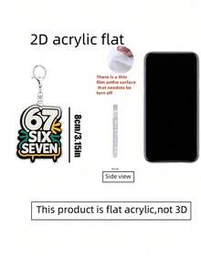 2D Flat Fun "67" Number Keychain - SIX SEVEN 67 Robot Keychain,Bag & Wallet Accessory, Daily Outfit Decoration, Perfect Birthday Gift Choice. Suitable For Mother, Father, Graduate And Teacher Birthday Gifts. - Multicolor - View 11