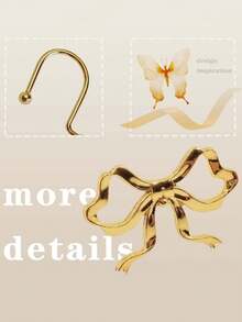 12pcs/2pcs Decorative Butterfly Curtain Rings, Elegant Zinc Alloy Smooth Curtain Rings, Aesthetic Home Curtain Decor, Fashion Curtain Accessories, Suitable For Bathroom, Living Room, Holiday Party Modern Home Decor - Multicolor - View 5