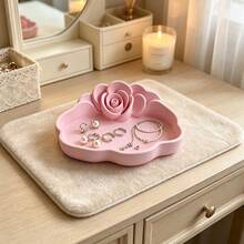 2/1pc Rose Flower Jewelry Tray, Pink Mini Earring Ring Storage Dish, Ins Style Vanity Jewelry Organizer, Desktop Decor, Halloween Gift, Christmas Gift, Birthday Gift - Pink - View 13