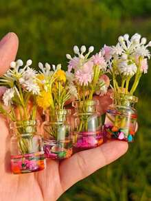6pcs/1pc/Set Random Style Cute Vase Decor Set, Stress Relief Mini Desktop Ornaments, Computer Monitor, Office Space Back To School Decoration, Home Decor, Home Accessories, Office Decor, Stationery Supplies, Office And School Use - Random Style - View 7