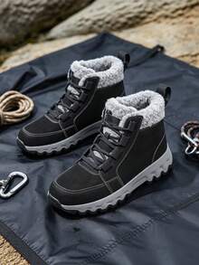 Men's Snow Boots, Thermal Lined Thick Short Shaft Snow Boots, Plush Interior Comfortable Warm, Outdoor Commute Anti-Slip Cold-Proof Boots - Black - View 11