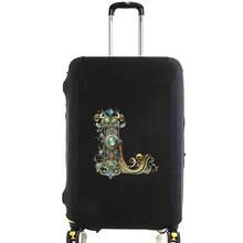 Elastic Luggage Cover, Vintage Glamorous Letter Print Luggage Protective Cover, Stretchable Dustproof Scratch-Resistant Reusable Travel Cover, Suitable For 18-32 Inch Luggage - Black - View 23