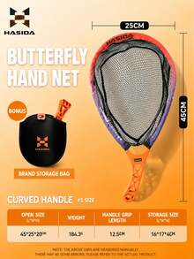 HASIDA Butterfly Bait Fishing Landing Net, Silicone Coated Mesh, Ultra-Lightweight Portable Pocket-Sized Folding Short Handle Fish Net - Black - View 9