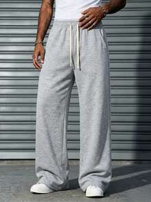 Men's Casual Sports Long Pants, Drawstring Elastic Waist Design, Spring/Summer/Autumn Men's Pants, Daily Wear, Outdoor Sports, Jogging Pants - Light Grey - View 11