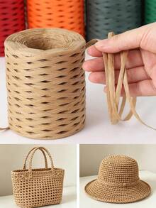 Lawkeman 5pcs Multicolor Raffia Straw Rope, 70g±5g/Pcs Colored Raffia Paper Rope Raffia Straw Yarn Weaving Line Raffia Paper Rope DIY Straw Hat Weaving Line Crochet Hat Bag Material - Multiple Styles - View 2