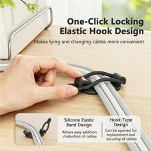 Self‑Adhesive Silicone Cable Management Clips With One‑Click Lock Elastic Hook Design, Releasable Cord Holder For Sorting Charging Cables Data Lines On Desk Wall Cabinet - Multicolor - View 4